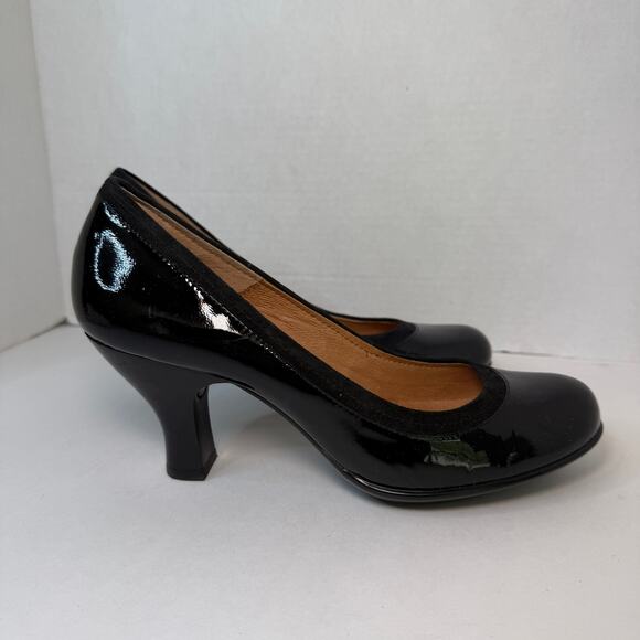 Sofft Venezia Black Patent Leather Pump Heels Round Toe Women's Size 8 - Picture 1 of 9